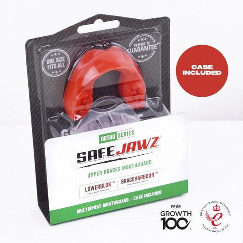 SAFEJAWZ Mouthguard for Braces, Remoldable Upper & Lower Protection Mouth Guard with Case for Sports