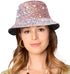 Womens Sequin Beach Bucket Hat, Shiny Glitter Sun Cap for Party Travel Girls Teens