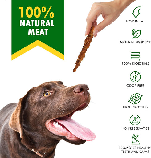 Dog Smoked Rawhide Sticks Wrapped Chicken & Pet Natural Chew Treats - Grain Free Meat & Healthy Human Grade Dried Snacks in Bulk - Best Twists for Training Small & Large Dogs - Made for USA