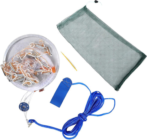GLEAVI Professional Aluminum Ring Cast Net with Monofilament Bait Net and Half-Finger