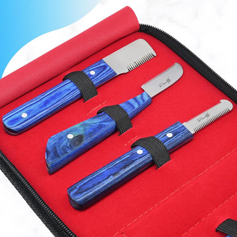Stellar Shears Set 6-Piece Dog Grooming Stripping Knife Stainless Steel Hand Stripping Tools with Wooden Handles
