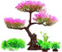 VICASKY Aquarium Artificial Decoration Set - Pink Cherry Blossom Tree & Grass Decor for Goldfish Tank
