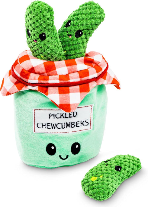 Pet Craft Supply Hide and Seek Plush Dog Toys, Crinkle Squeaky Interactive Puzzle Chew Toy Bundle Pack - Pickles