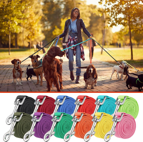 12 Pcs Nylon Dog Leash Bulk, 5ft Dog Training Leash in 12 Colors for Small Medium Dogs, Training, Play, Camping (Bright