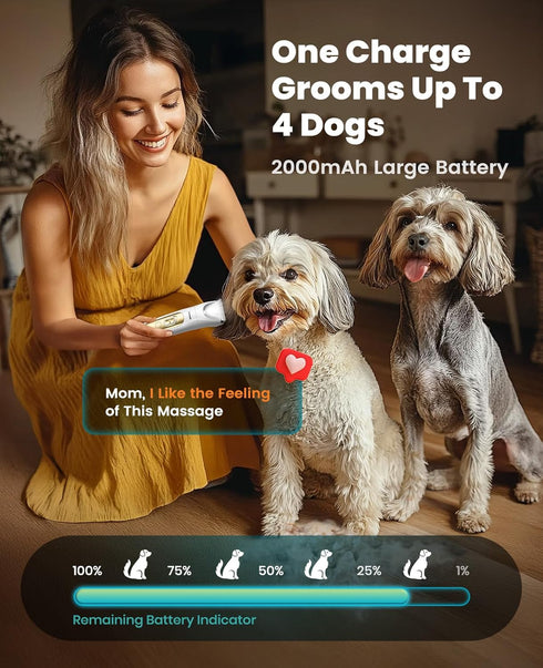 4 1, 2000mAh Trimmer oneisall Quiet Dog Grooming Kit in LED Light Dog Nail Grinder, Pet Grooming Clippers Paw for Paw