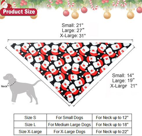 ADOGGYGO 4 Pack Dog Bandana Christmas Scarf Triangle Bibs Kerchief Set, Red Green Pet Christmas Costume Accessories