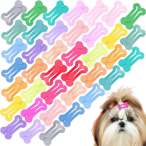 40 Pieces Hair Clips for Dogs, Cute 1 Inch Puppy Dog Barrettes, Multicolor Hair Accessories for Pet Grooming