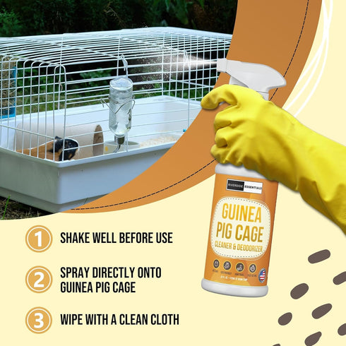 Riverside Essentials 32oz Guinea Pig Cage Cleaner & Deodorizer Spray - Safe & Effective Odor Eliminator for Small
