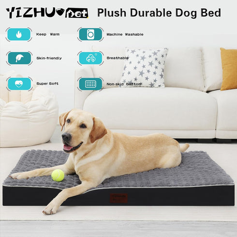 Dog Bed, Waterproof Orthopedic Beds for Large/Medium/Small Dogs, Crate Pad with Removable Washable Cover, Non-Slip
