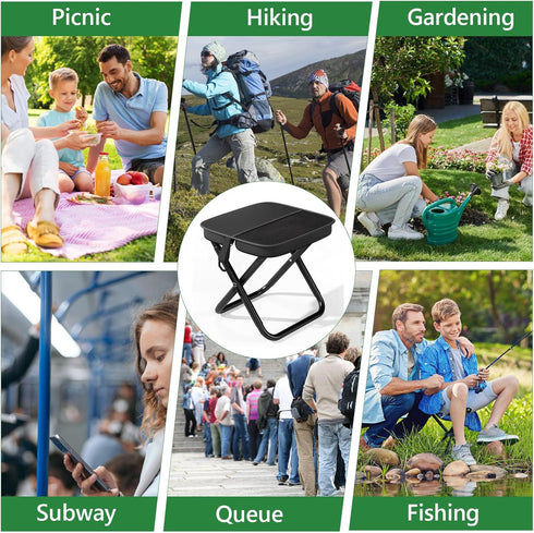 198LBS Portable Folding Camping Stool - Ultralight Pocket Collapsible Chair with Carry Bag Capacity for Adults Travel