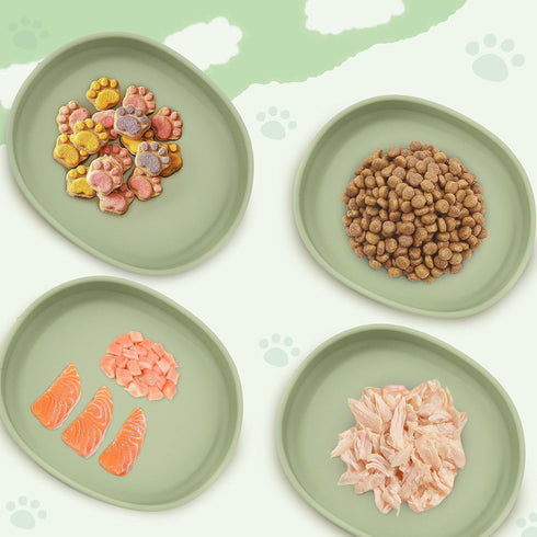 Cat Bowls Silicone Dog Bowls, Non-Slip 10 OZ Pet Bowl for Dry & Wet Food, Green 2pcs for Small Pets
