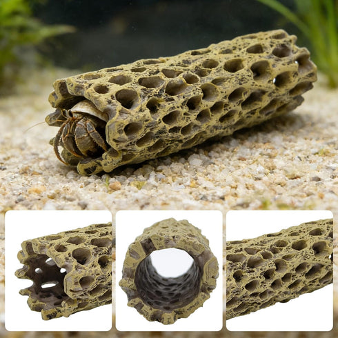 HOYAGWNG 5.7 Inch Hermit Crab Climbing Toys, Hollowed-Out Pipe, Hermit Crab Accessories, Tank Decoration for Reptile
