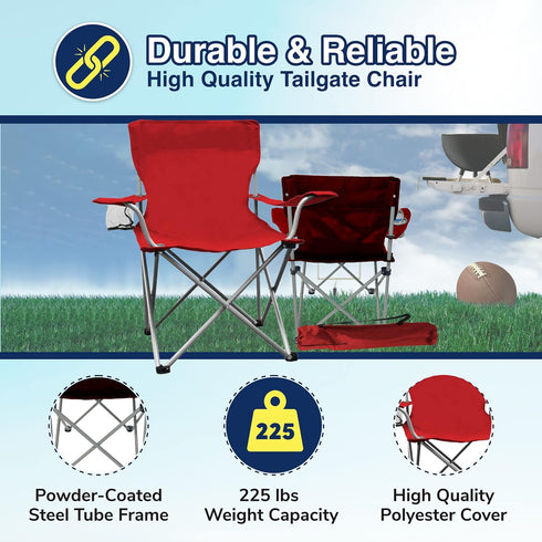 Weather Station Camping Chair, Lightweight and Portable Outdoor Folding Tailgate Quad Chair with Cup Holder