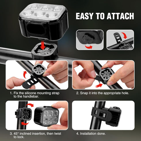 WORKPRO Ultra Bright Bike Lights Set, 8+13 Modes, Rechargeable IP65 Waterproof Bicycle Light Set for Night Riding