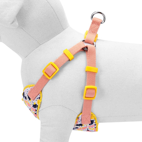 Blueberry Pet Soft & Comfy Blooming Floral No Pull Mesh Dog Harness Vest, Creamy White, Chest Girth 17.5"-21"