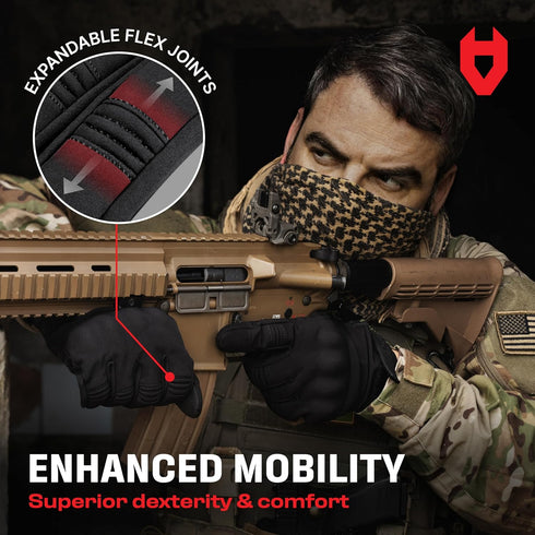 NoCry Tactical Shooting Gloves for Men, Water Resistant with Padded Knuckle Guards and Non-Slip Grip