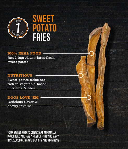 100% 8 oz (Pack 2) Wholesome Pride Sweet Potato Fries All-Natural Single Ingredient Dog Treats