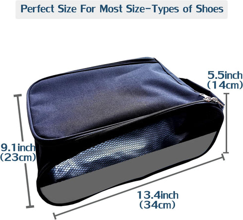 Golf Shoe Bag, Gray Zippered Carrier Bags for Men/Women, Outdoor Ventilation Sport Shoes Bag, Travel Shoe Bags