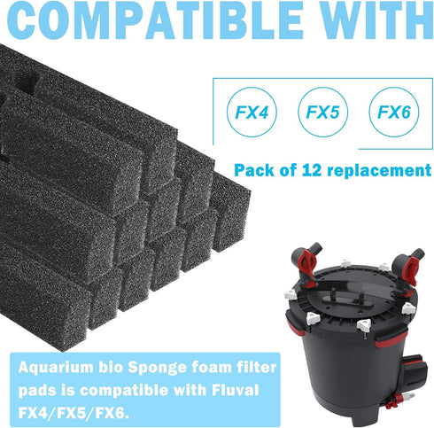 Fx4 FX5 FX6 Podoy Foam Filter Pads Replacement Compatible with Fluval Canister Filter, Aquarium Bio Sponge Foam Filter