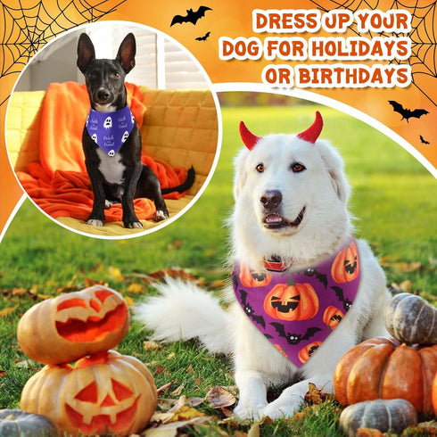 72 Pcs Halloween Dog Bandanas Bulk Pumpkin Triangle Scarf Cat Bibs Puppy Scarf Pet Bandanas Photo Props Accessories
