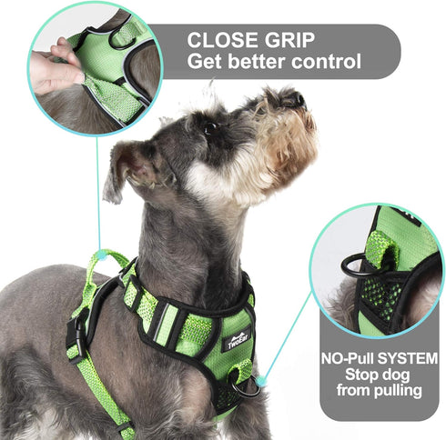 TwoEar Dog Harness, Adjustable Soft Padded Vest, No Pull Reflective Front Clip, Easy Control Handle for Small Medium