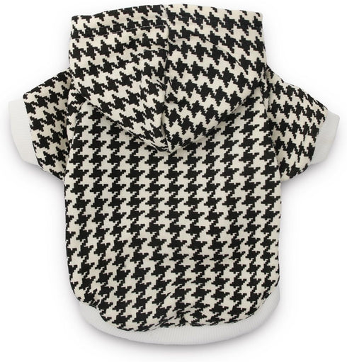 DroolingDog Dog Hoodie Pet Sweatshirt for Small Dogs - Houndstooth Girl Dog Clothes, Size Small