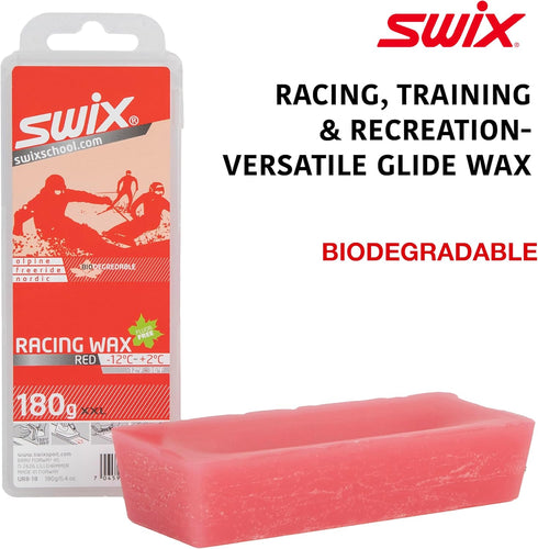 Swix Red Bio Degradable Ski/Snowboard Average Temperature Wax (180g Bar)
