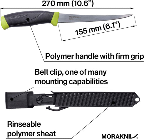 Morakniv Fishing Comfort Fillet Knife - Sandvik Stainless Steel Blade for Precision Cutting