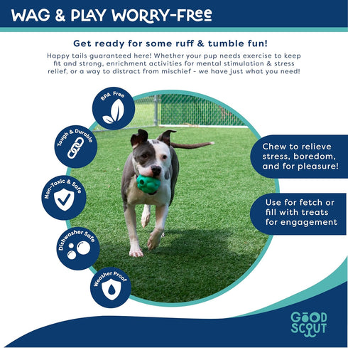 Good Scout Tumbler Ball Dog Fetch Toy, Indoor and Outdoor Rubber Toy for Medium and Large Dogs