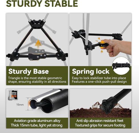 Backpacking MARCHWAY Lightweight Folding Camping Chair with Spring Lock, Stable Compact Portable for Outdoor Camp