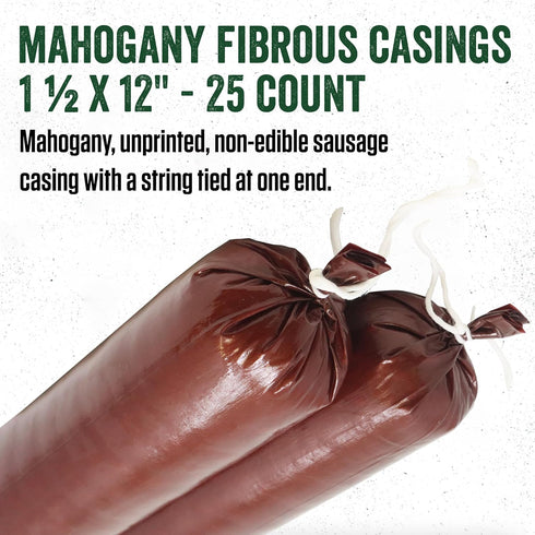 1 Inches 12 Inches, 1 Summer 25 Count Pack LEM Products Mahogany Fibrous Casings, x Non-Edible Sausage Casings, Stuffs