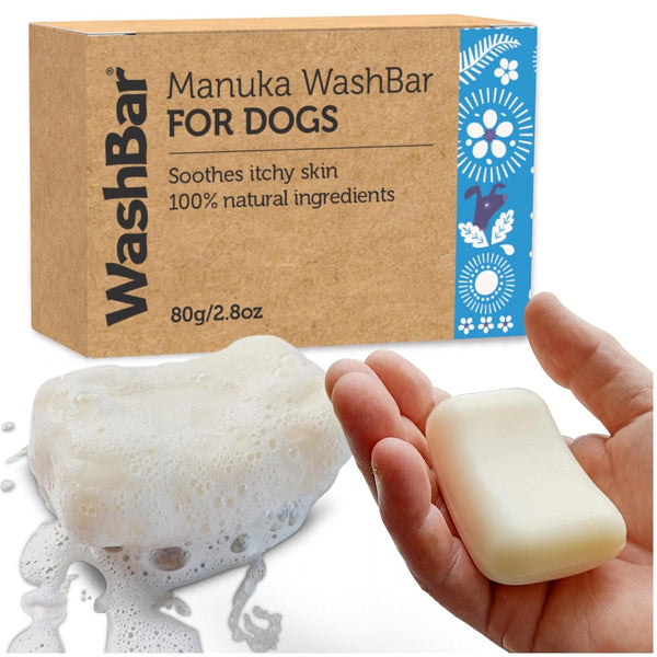 Dog Shampoo Bar Soap for Itchy Skin Relief, 2.8 oz, Concentrated Dog Soap with Natural Manuka and Neem Oil