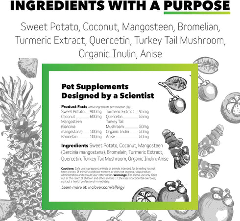 Natural Dog Allergy Relief Supplement with Turmeric, BioResiliant Treat Powder for Seasonal Allergies