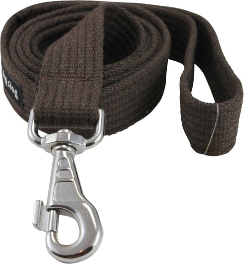 Dog Leash 4.5ft Long Cotton Web Brown, Available in 4 Sizes (Xlarge: 1.2" Wide)