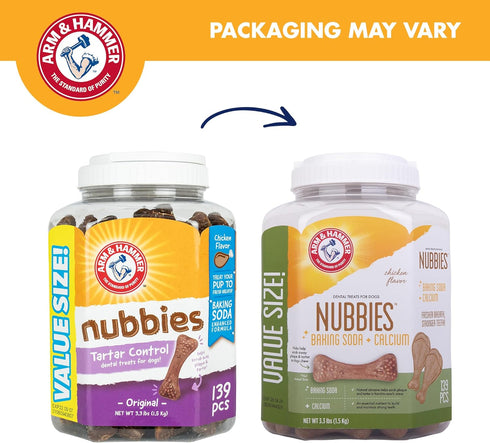 Hammer 139 Count, 52.8 Oz Arm & for Pets Nubbies Dental Treats Value Size - Baking Soda & Calcium Dog Dental Chews