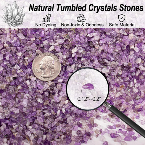 EZEELAI 0.5 Lb/230g 3-5mm, Amethyst Crystal Chips Bulk Tumbled Crushed Stones Natural Crushed Crystal Quartz Healing