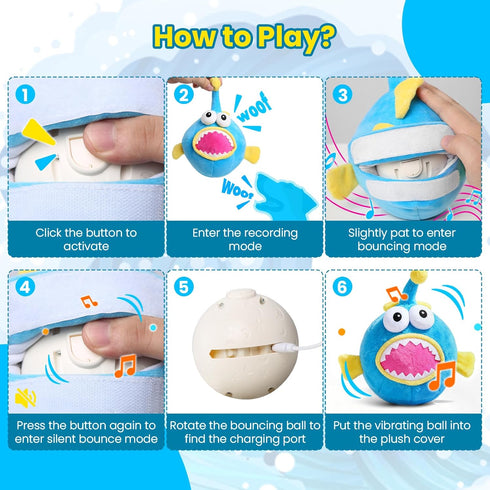 Interactive Dog Toys, Self Moving Dog Toy to Keep Them Busy, Electronic Vibrating Dogs Toy/Squeaky Bouncing Ball