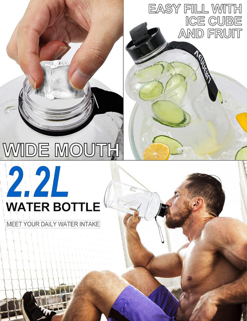 VENNERLI Portable Large Plastic Water Bottle, BPA-free Half Gallon Reusable 2 Liter Jug for Outdoor Hiking