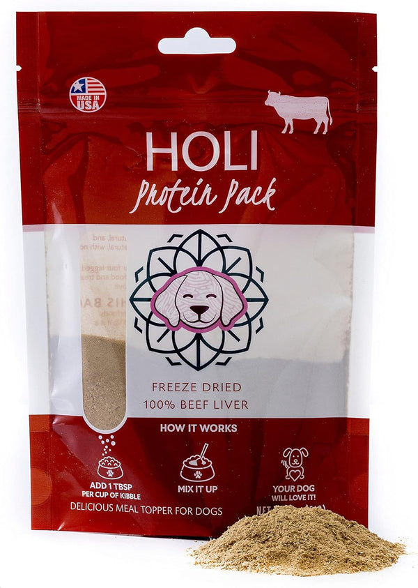 HOLI Beef Liver Dog Food Topper - 4oz, Single Ingredient, Human-Grade Freeze Dried Protein and Flavor Enhancer