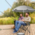 BIVVI 180lbs,Grey Double Camping Chair with Umbrella,Portable Folding Chair w/ Cup Holders,Cooler Bag,Pocket & Carry