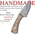 YA FORGE 7-inch Hunting Knife, Hand-forged Damascus Steel Survival Knife, Pakka Wood Handle with Leather Sheath for