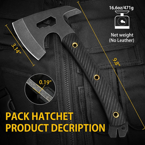 NedFoss Bison 9.8" Tactical Hatchet Axe, Tomahawk with Leather Sheath, G10 Handle, Camping Gear, Multifunctional