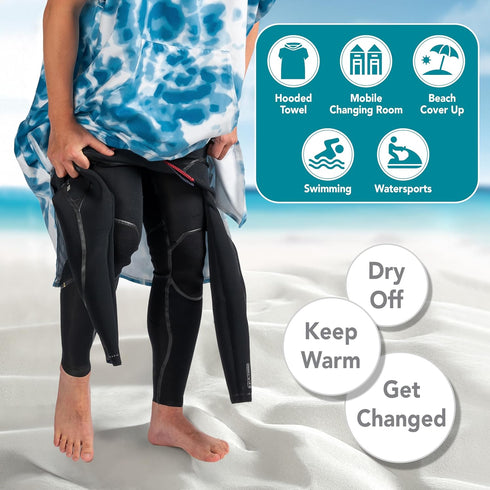 SUN CUBE Surf Poncho Changing Robe with Hood, Quick Dry Microfiber Wetsuit Changing Towel for Surfing Beach Swim
