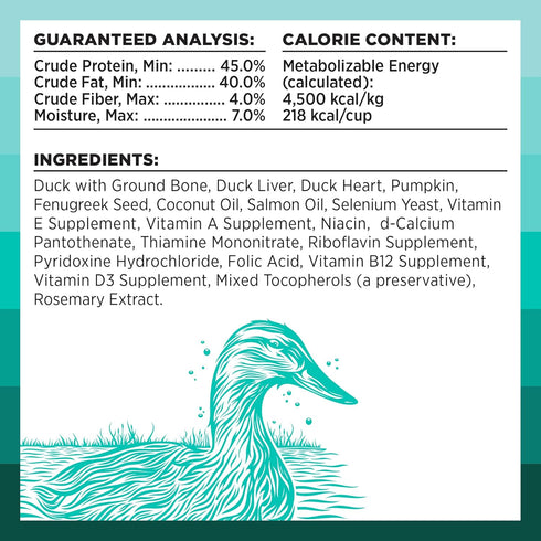 BIXBI Rawbble Freeze Dried Dog Food, Duck Recipe, 4.5 oz - 95% Meat and Organs, No Fillers, USA Made