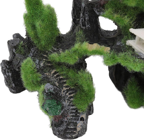 Pssopp Aquarium Mountain View Rockery - Artificial Hill Fish Tank Landscape Ornament for Tortoise and Fish