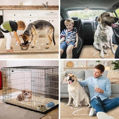 smiry Dog Door Mat for Muddy Paws, Absorbent Non-Slip Washable Mat, Quick Dry Chenille (48x30 Inches, Beige)