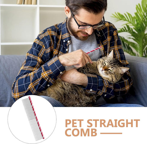 UEETEK Stainless Steel Pet Grooming Comb for Dogs & Cats (Rose Red)