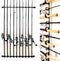 Rush Creek Creations Fishing Rod Holder for 10 Rods - Vertical/Horizontal Rack for Garage Organization
