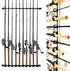 Rush Creek Creations Fishing Rod Holder for 10 Rods - Vertical/Horizontal Rack for Garage Organization