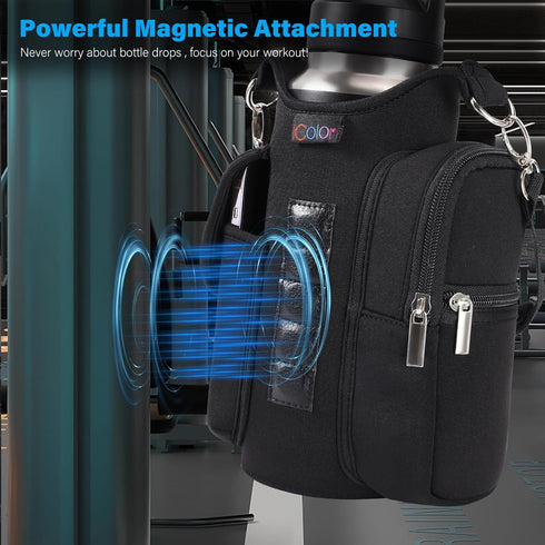 5 icolor Magnetic Gym Bag Water Bottle Carrier Holder with Phone Pockets & Shoulder Strap,Gym Magnetic Bag Built